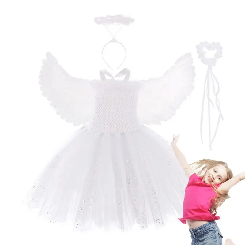 

Halloween Angel Costume Novel Girls Dress With Wings Angel Fairy Dress Elegant Role-Playing Costumes Angel Dress Up For Cosplay