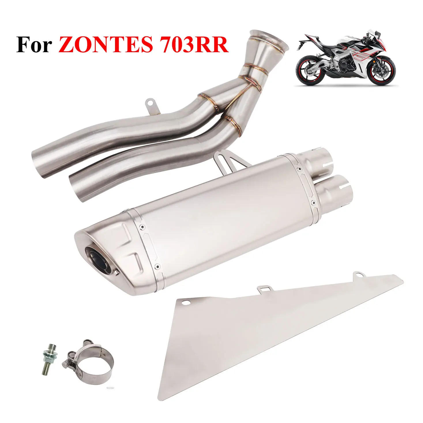 

For ZONTES 703RR 2024 2025 Motorcycle Exhaust Middle Link Pipe ZONTES Exhaust Escape Dual Pipe
