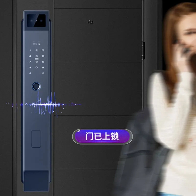 3D Face Recognition Fingerprint Lock, Porta de Segurança Doméstica, Intelligent Door Lock, Cat's Eye, Visible Electronic Password Lock