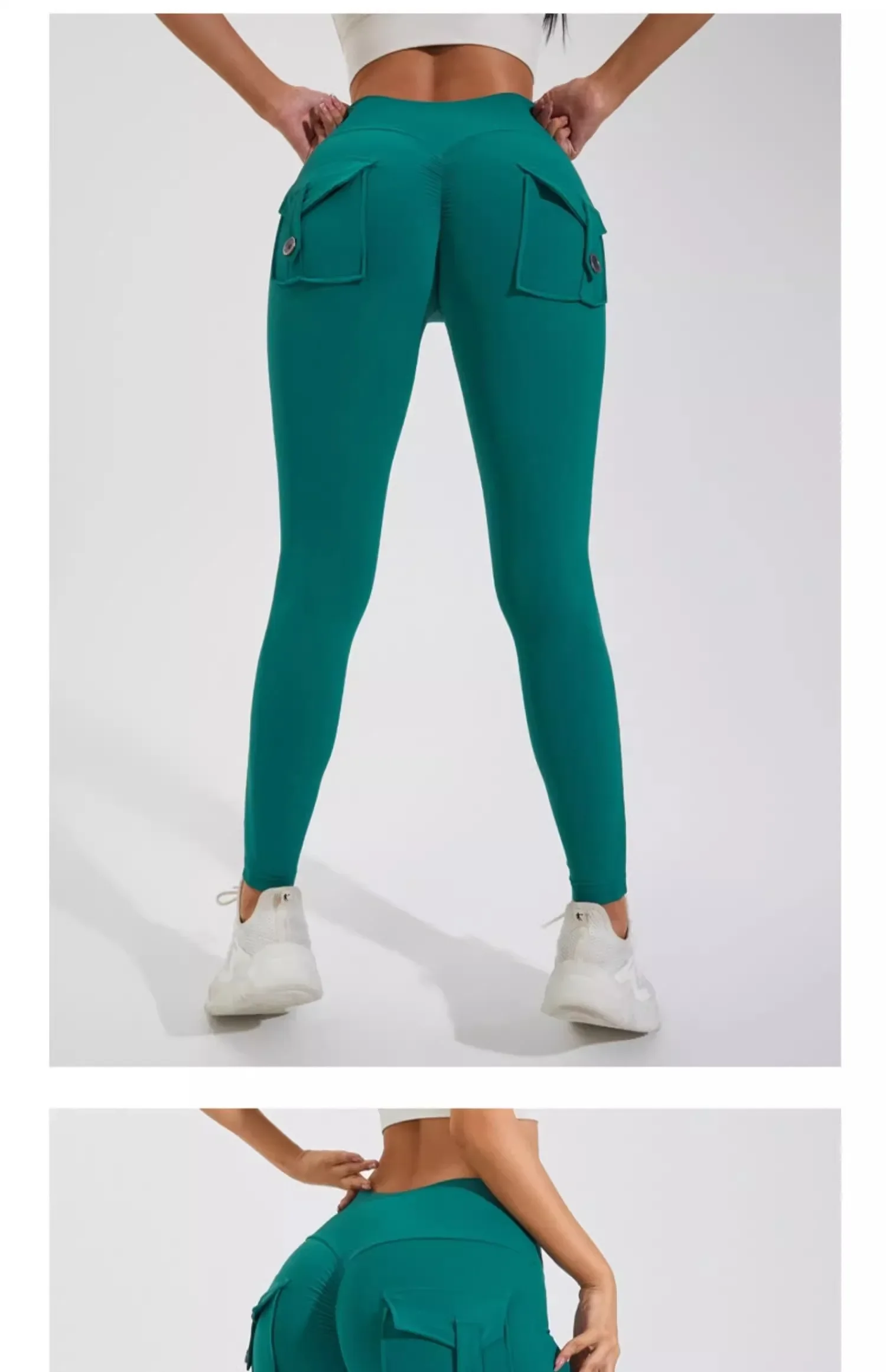 Naked Feeling Damen Fitness Freizeit-Laufleggings mit hoher Taille, Hüftlift, Gesäßfalten und Gesäßtasche, atmungsaktive Hose – Detail 17