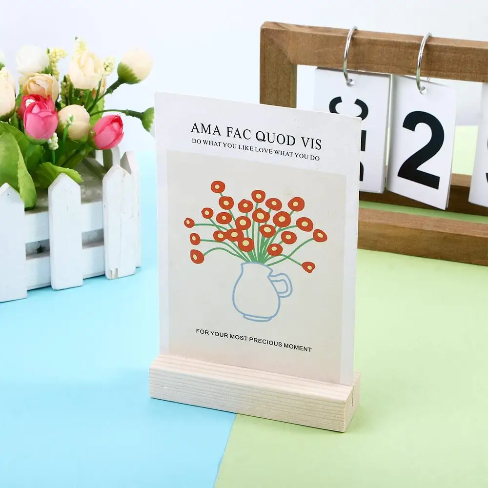 Office Stationery Memo Holder Message Crafts Picture Support Photo Holder Clamps Stand Natural Wood Memo Clips Desktop Stand
