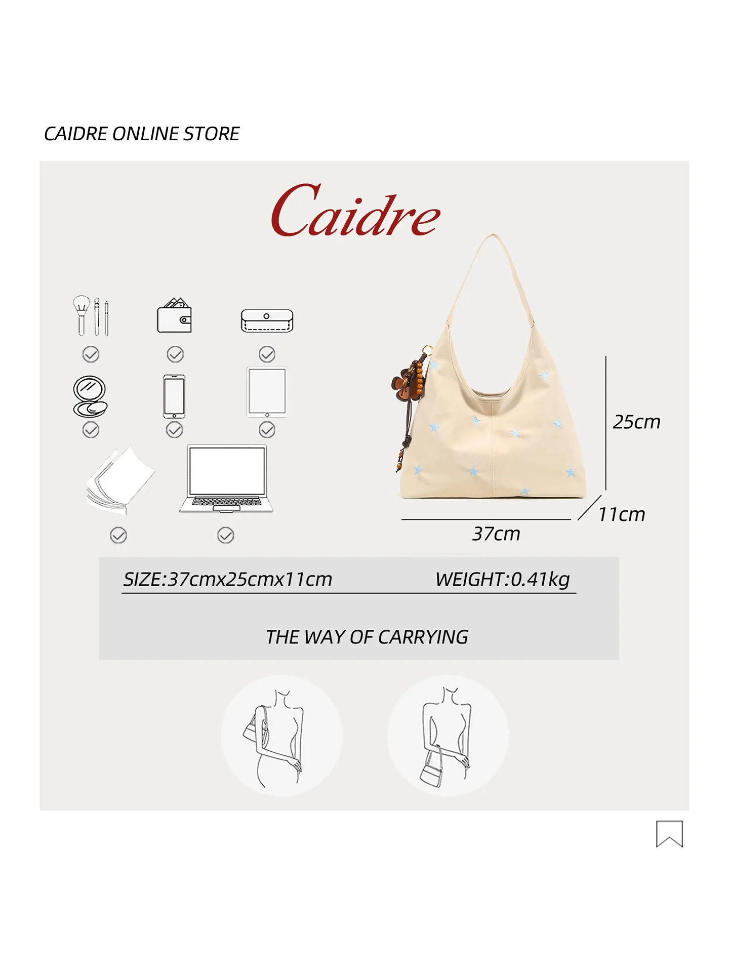 Caidre Lazy Style Large Capacity Single Shoulder Bag Women's Commuter Tote Underarm Bag Adorable Trendy Soft PU Handbag