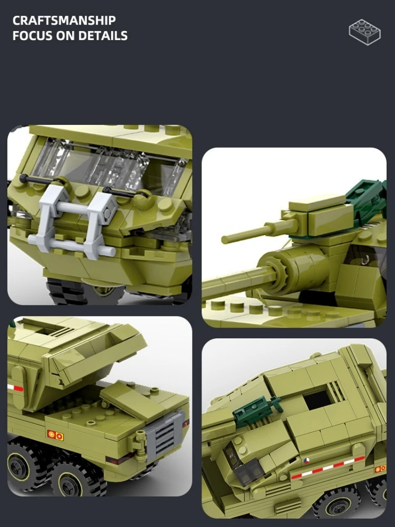 425PCS 다나 M2 2차 세계대전 군인 군대 무기 장갑차 탱크 빌딩 블록 모델 DIY 브릭 어린이 DIY 장난감 선물