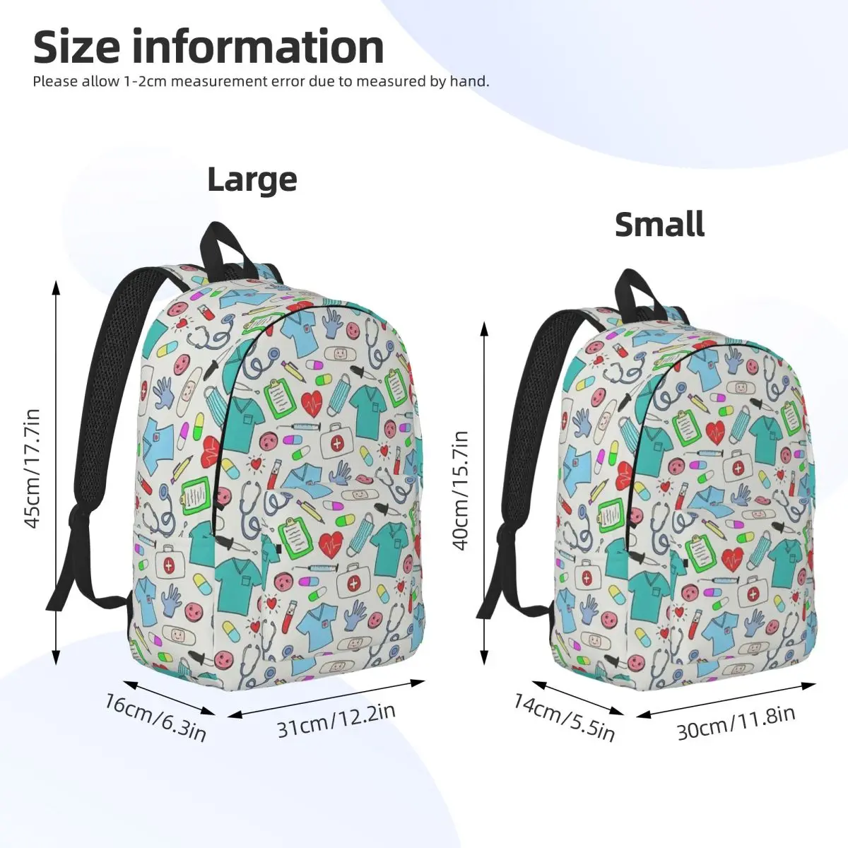 Mochila de enfermera médica con patrón colorido para hombres y mujeres, mochila escolar para estudiantes, regalo universitario medio y alto