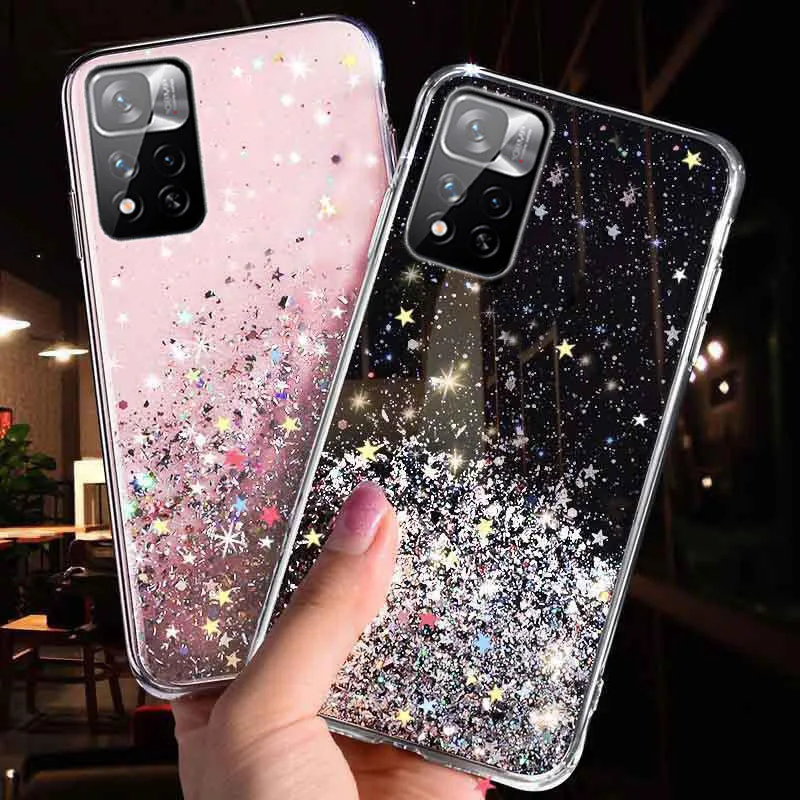 Bling Star Glitter Silicone Case For Xiaomi Redmi 9 9A 9C 10A 10C 11A 12 12C Redmi Note 7 8 9 10 11 12 13 Pro 4G 5G TPU Cover