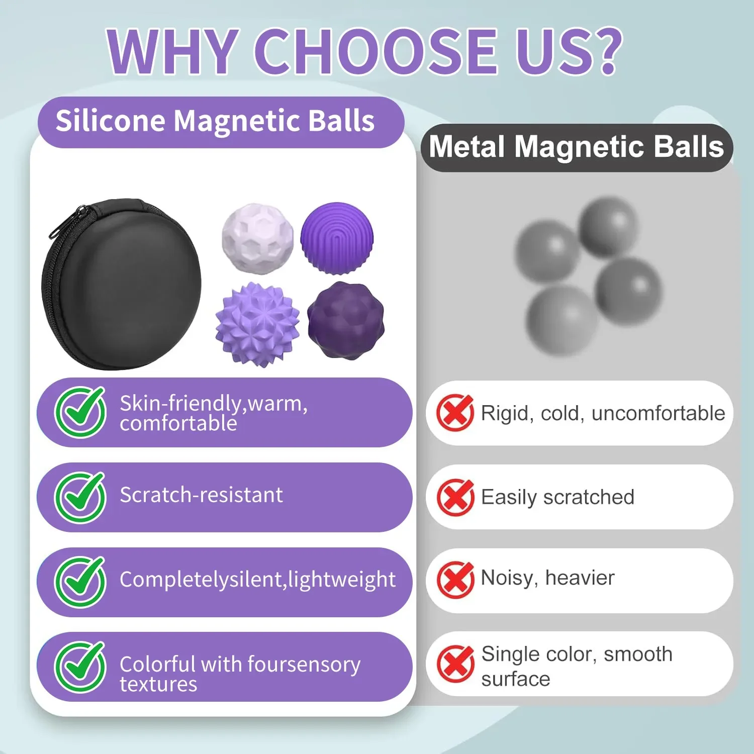 Boules sensorielles magnétiques en Silicone, 4/8 pièces, jouet Fidget, balles d'inquiétude, autisme, apaisant, jouet sensoriel pour enfants et adultes, soulagement du Stress