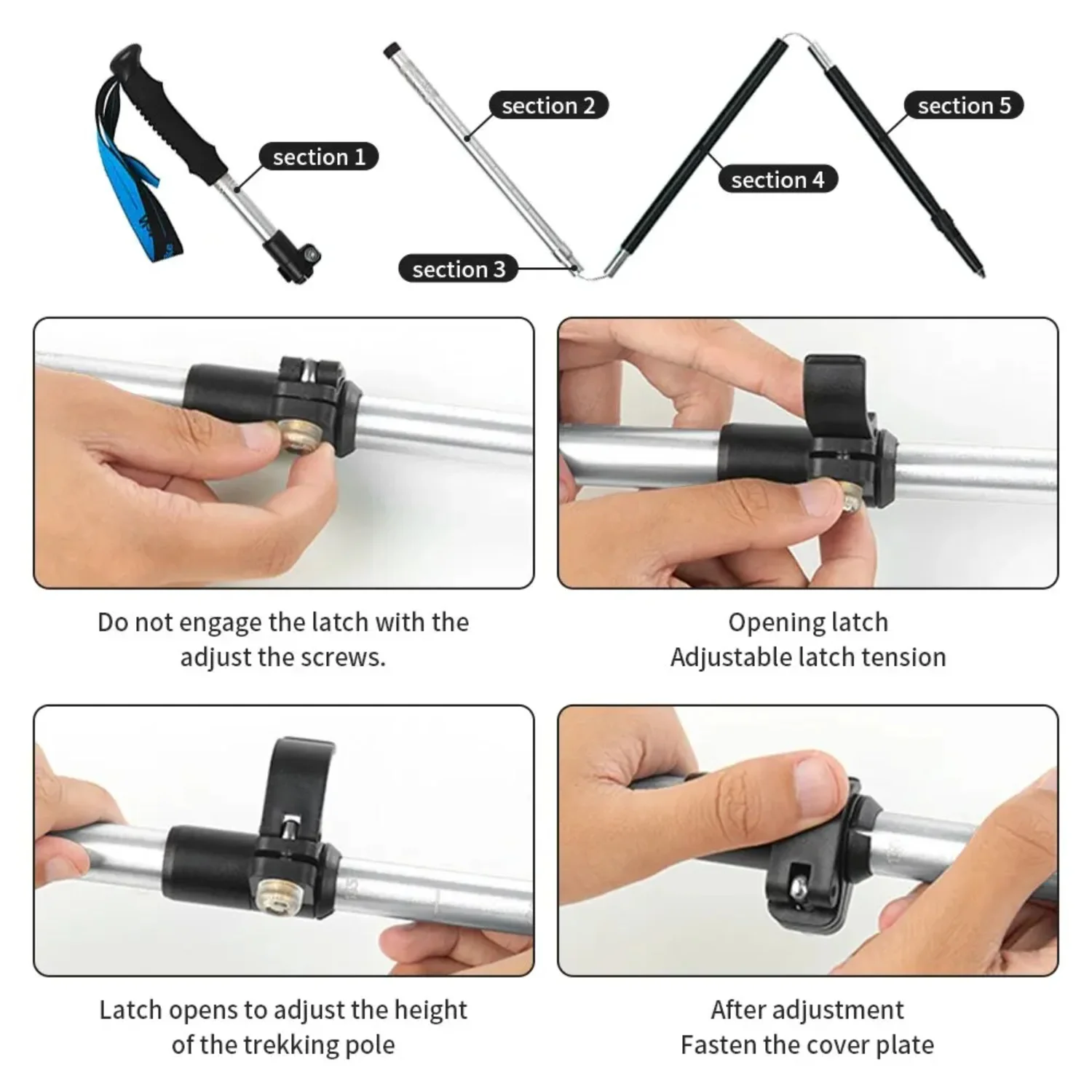 

Trekking Poles Ultralight Folding 1Pcs Walking Cane Portable Aluminum Hiking Telescopic Stick Camping Walking Stick