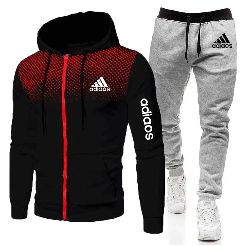 High quality autumn and winter fleece warm men\'s sportswear hoodie sweatpants two-piece suit fashion trendy sportswear