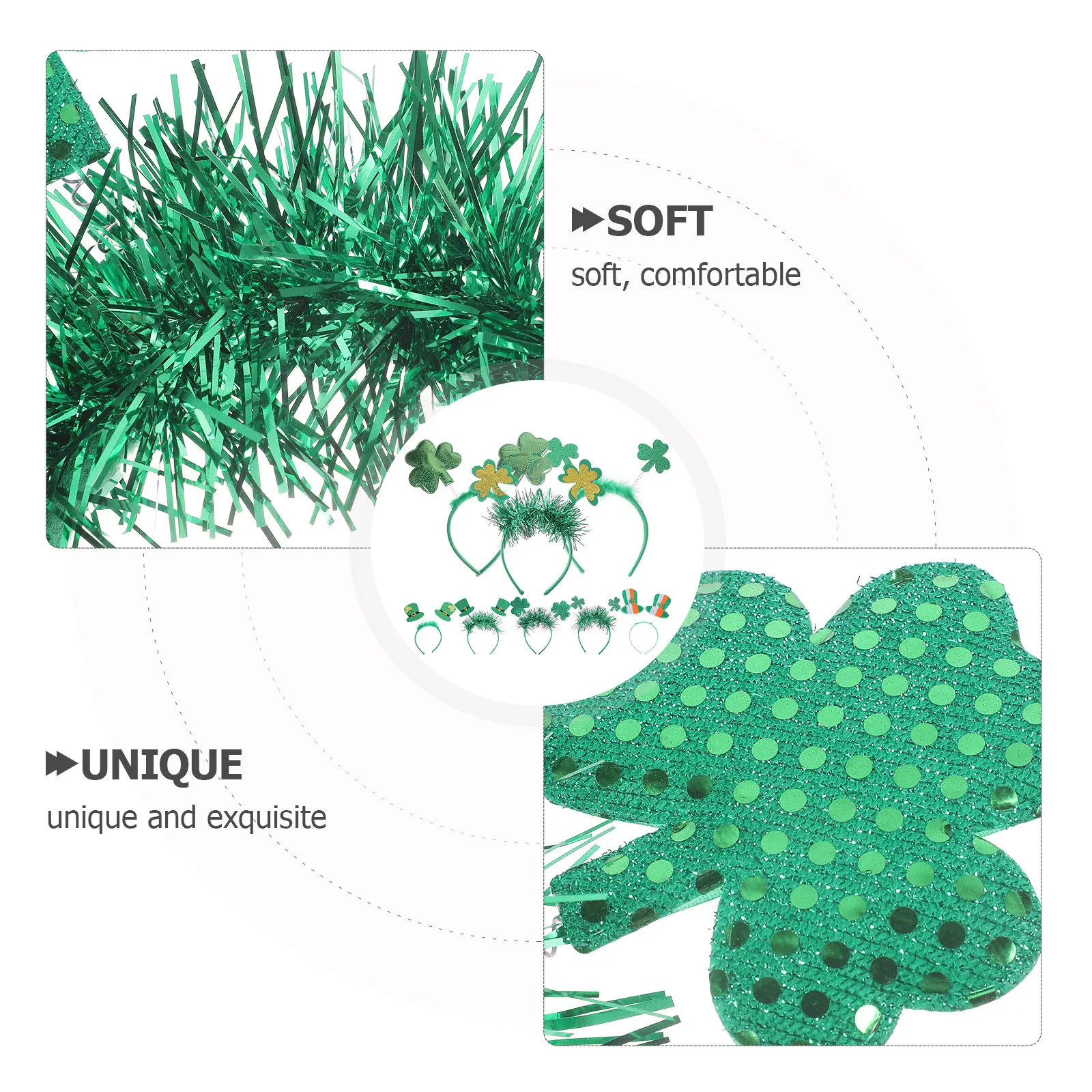 

8Pcs Shamrock Hairband Versatile Styling St Patrick Day Festival Party Headband Accessories Shamrock Headband Holiday Hairband