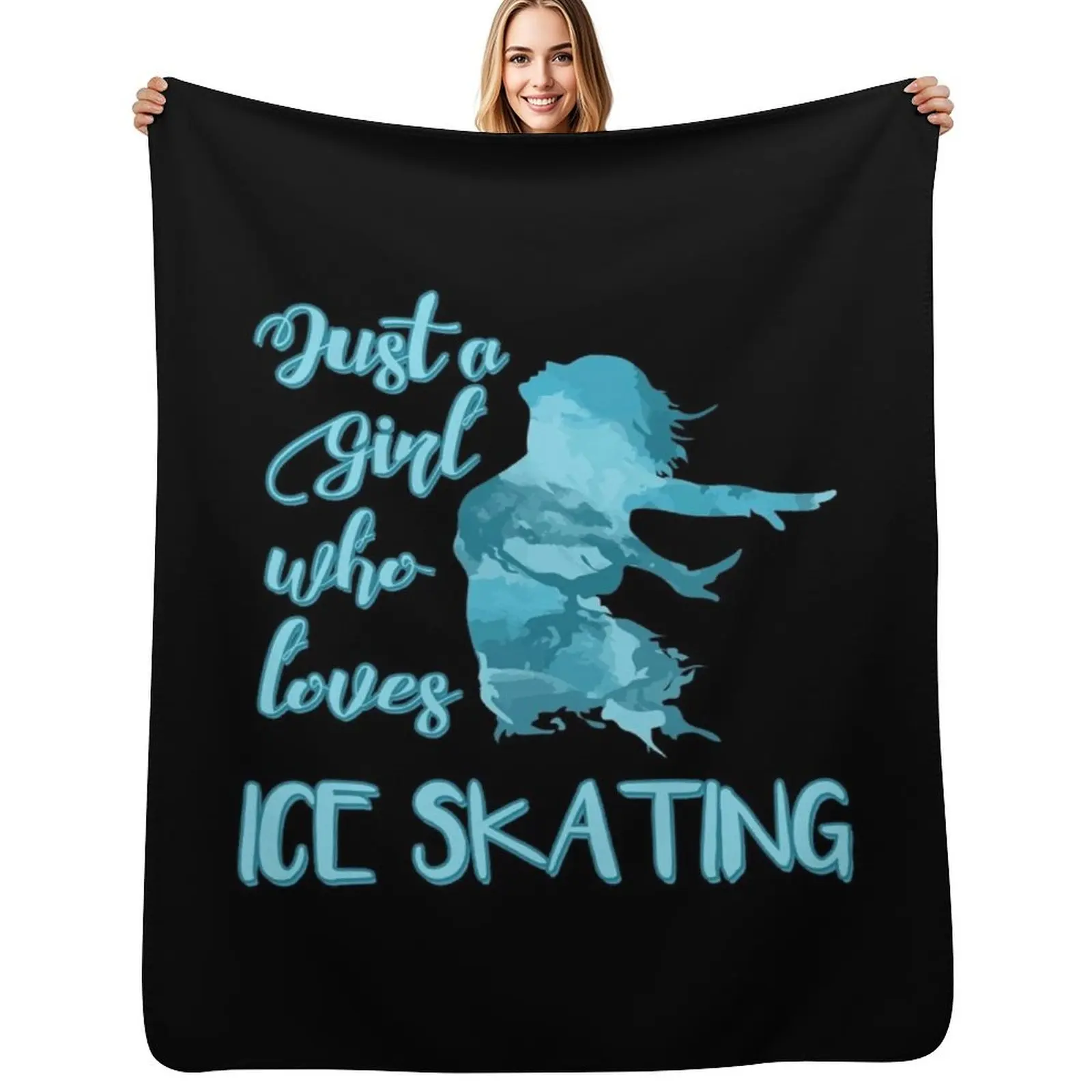 Just a Girl who Loves Ice Skating Figure Skater Throw Blanket Lightweight Cozy Blanket for Bed Sofa