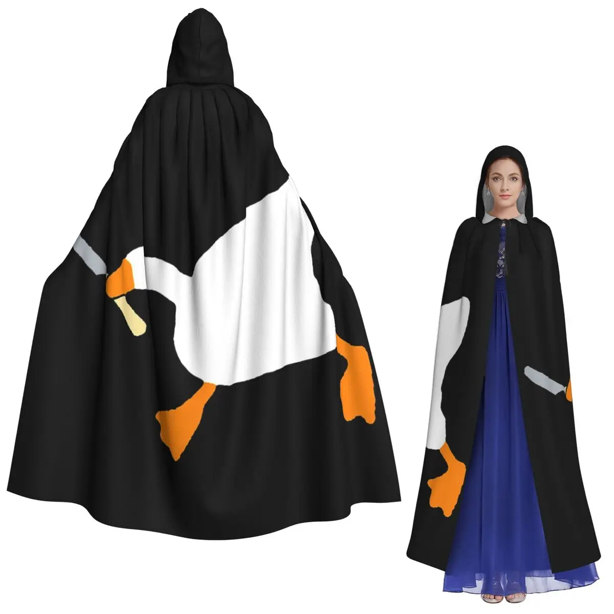 

Goose With Knife - Untitled Goose Long Hooded Cloak Witch Medieval Costume Cosplay Cape HalloweenCoat Adult Unisex