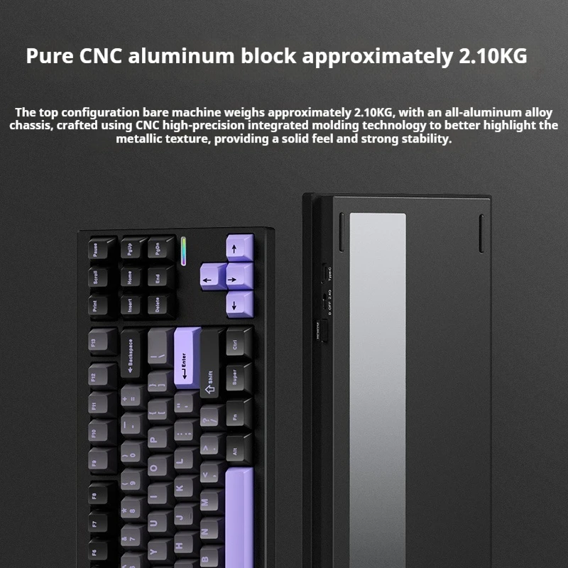 Mchose Gx87 Teclado Mecânico Alumínio Personalizado Produto Acabado Modo Triplo Sem Fio Bluetooth Esports Teclado para Jogos