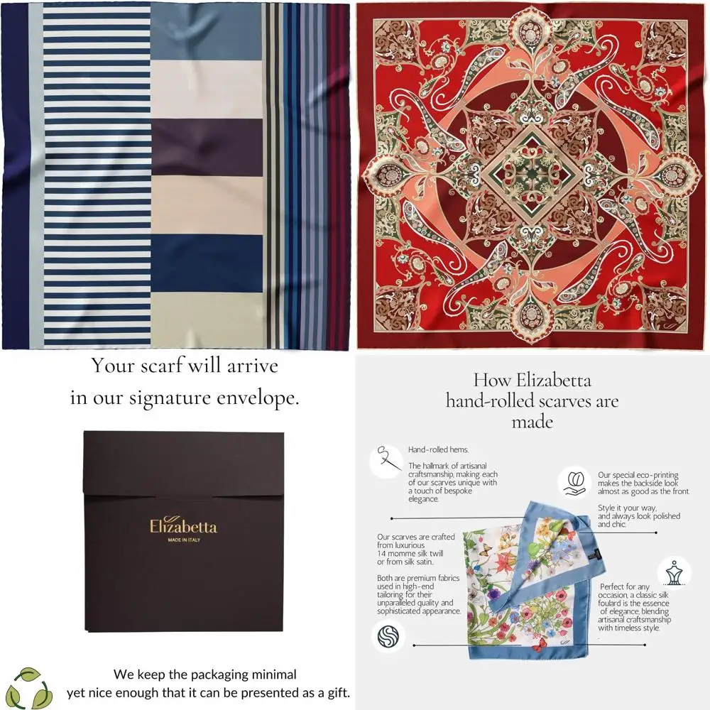 

Итальянские квадратные шарфы из 100% шелка — 35 элегантных дизайнов, ручная работа в Италии, женские модные аксессуары