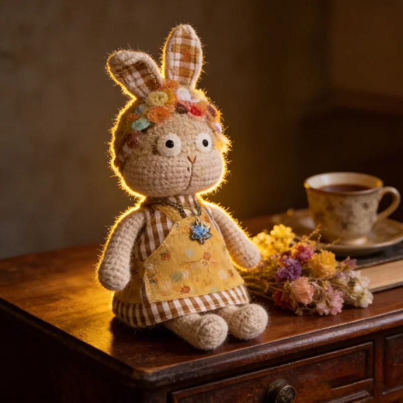 

Personalized Crochet Bunny Doll, Custom Name Handmade Knitted Rabbit Plush Toy, Unique Gift for Kids & Adults