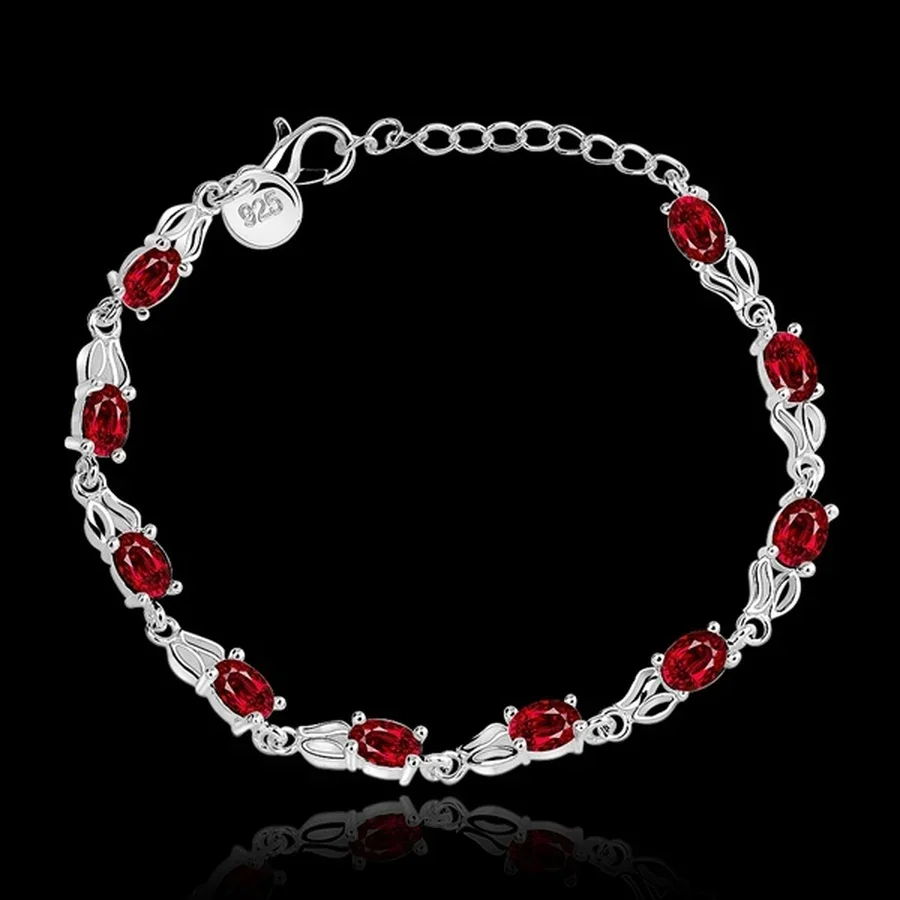 Elegant Charm Beautiful Silver Color Crystal Stone Red Jewelry Fashion Women Wedding Bracelets Free Shipping Factory Price