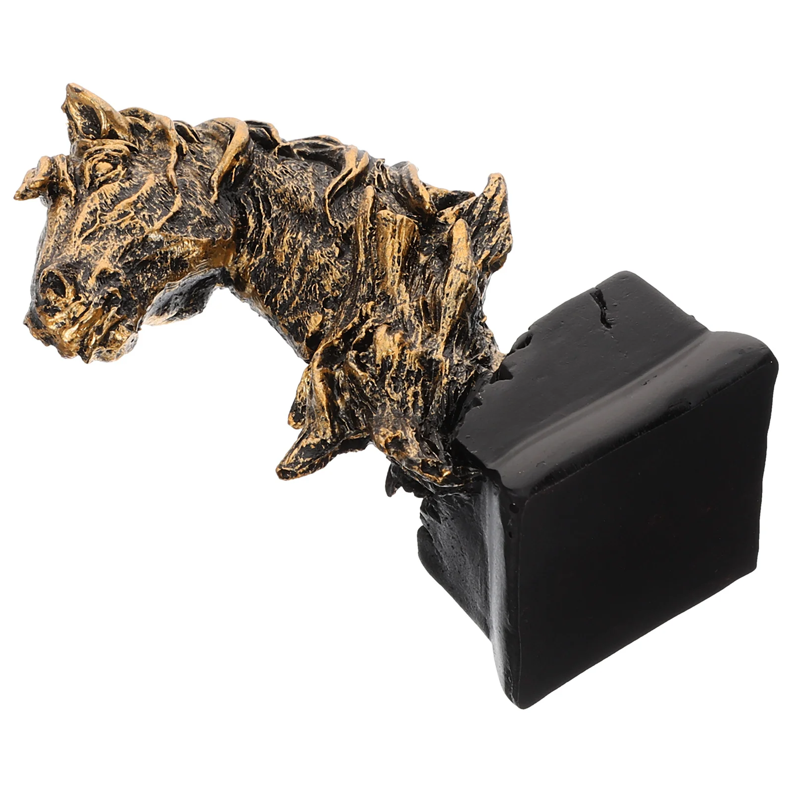 

Handmade Resin Mini Horse Head Golden Finish Decor for Bookshelf Desk Tabletop Home Office Interior Decoration Craft