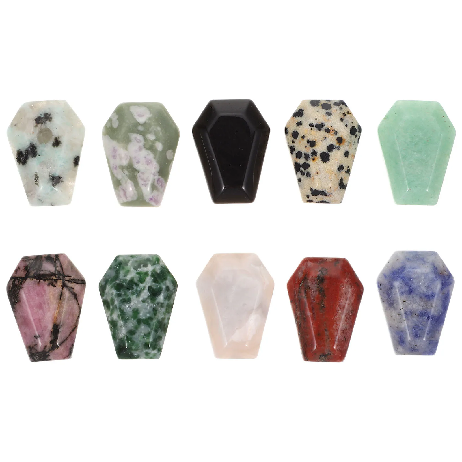 10Pcs Mini Coffin Pendant Charms Premium Natural Gemstone DIY Jewelry Making Necklace Bracelet Halloween Decorations