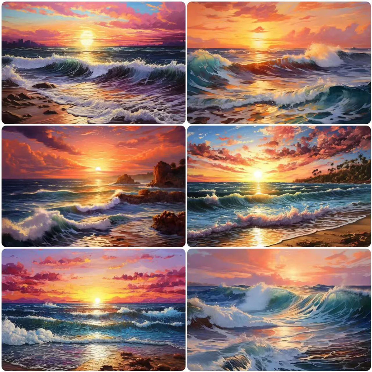 Sunset Waves By The Sea Diamond Painting 5D DIY Scenery Cross Stitch Kits Diamond Mosaic Landscape Embroidery Home Decor Gifts