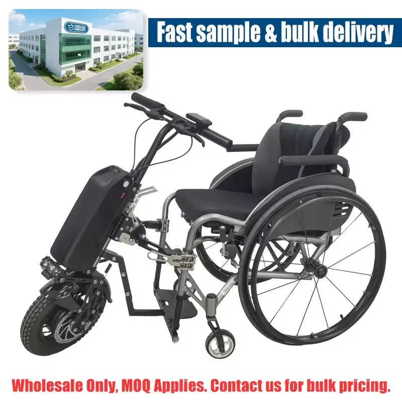 Wheelchair electric power traction head, removable electric wheelchair drive for manual wheelchairs