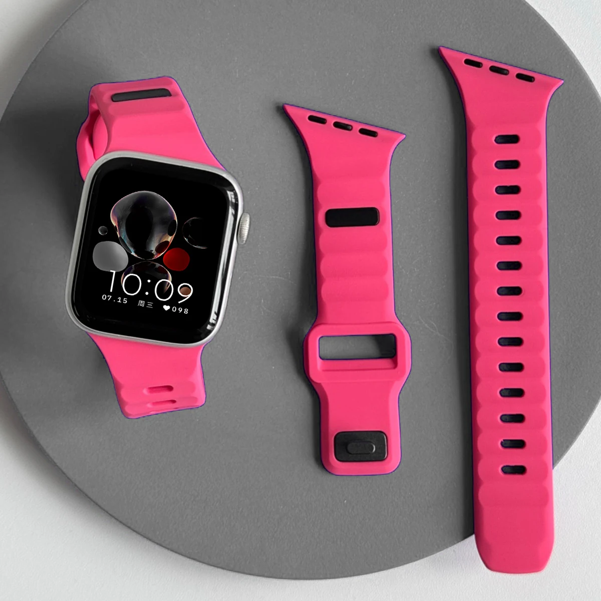 Silikon-Sportarmband für Apple Watch Ultra 3/2 49mm 42 44 38 40 41mm Zweifarbiges Verstellbares Armband für iWatch S11 10 9 8 7 6 SE3