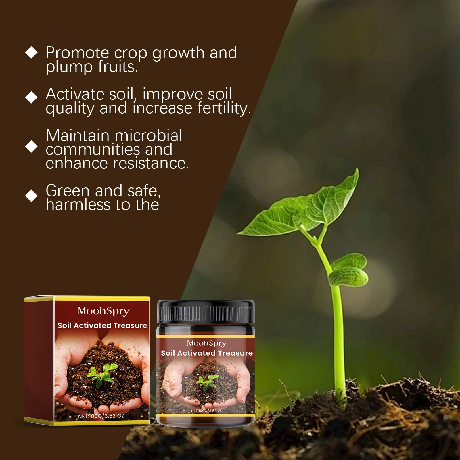 Soil Activator for Plant Growth - Enhances Soil Structure Nutrient Absorption - Accelerates Development - Soil Conditioner