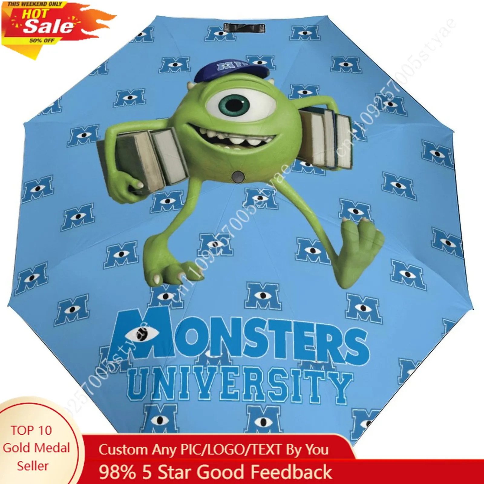 

Mike Wazowski Umbrella Disney Cartoon 3 Fold Auto Suitable Both Sunny Rainy Days Decoration Gifts Custom Umbrella Cosplay