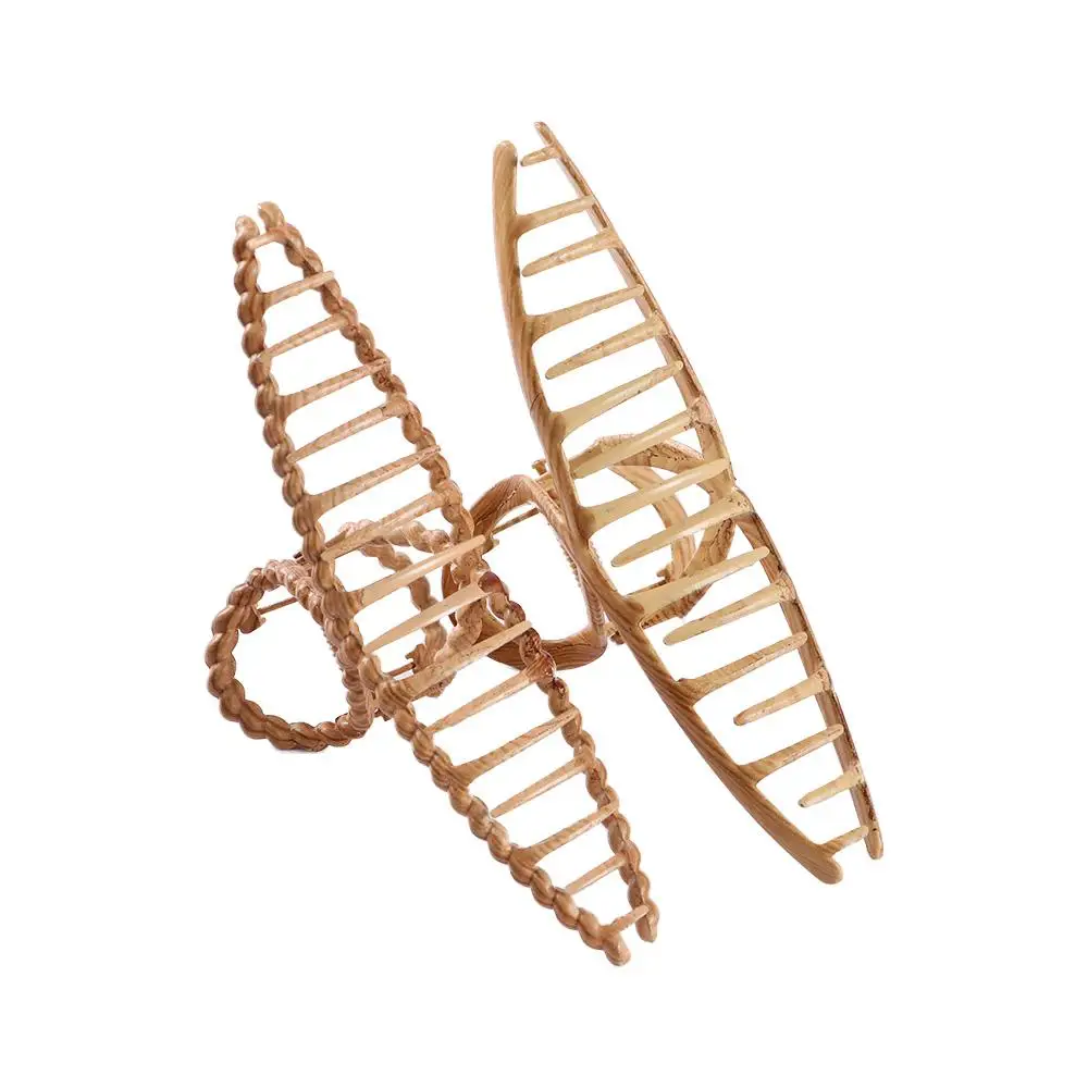 

And Autumn Metal Geometric Fashion Design Korean Style Hair Claw Women Hair Accessories Shark Grab Clip Wood Grain Hair Claws