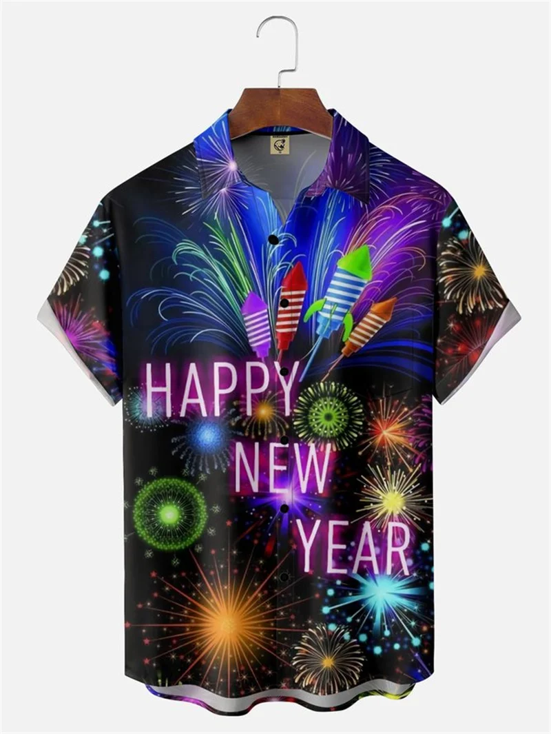 

Santa Claus 3D Printed Shirts For Men Clothes America Flag Graphs Vacation Beach Shirts Happy New Year Blouses Short Sleeved Top