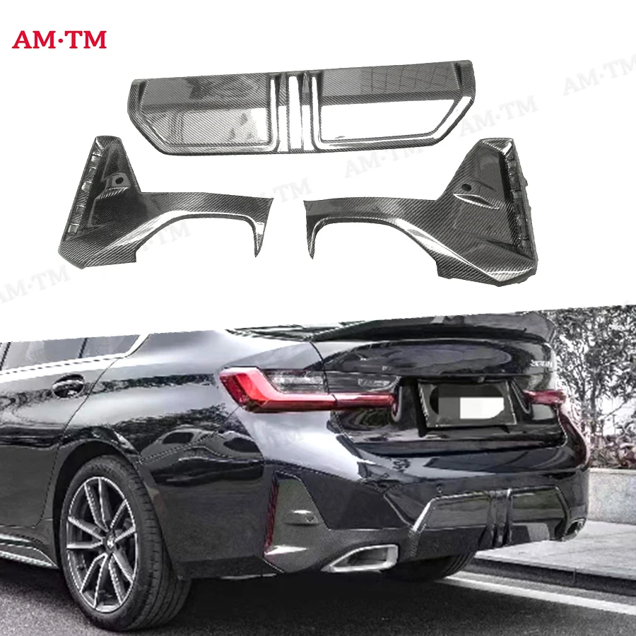 

For BMW 3 Series G20 G28 325i 330i 2023+ M Style Carbon Fiber Rear Lip Diffuser Back Bumper Spoiler Separator Upgrade body kit