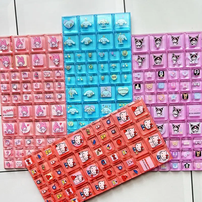 

Hello Kitty 3D Square Stickers Anime Phone Laptop Luggage Decoration Creative DIY Bling Rhinestone Decal Kids Toys Present