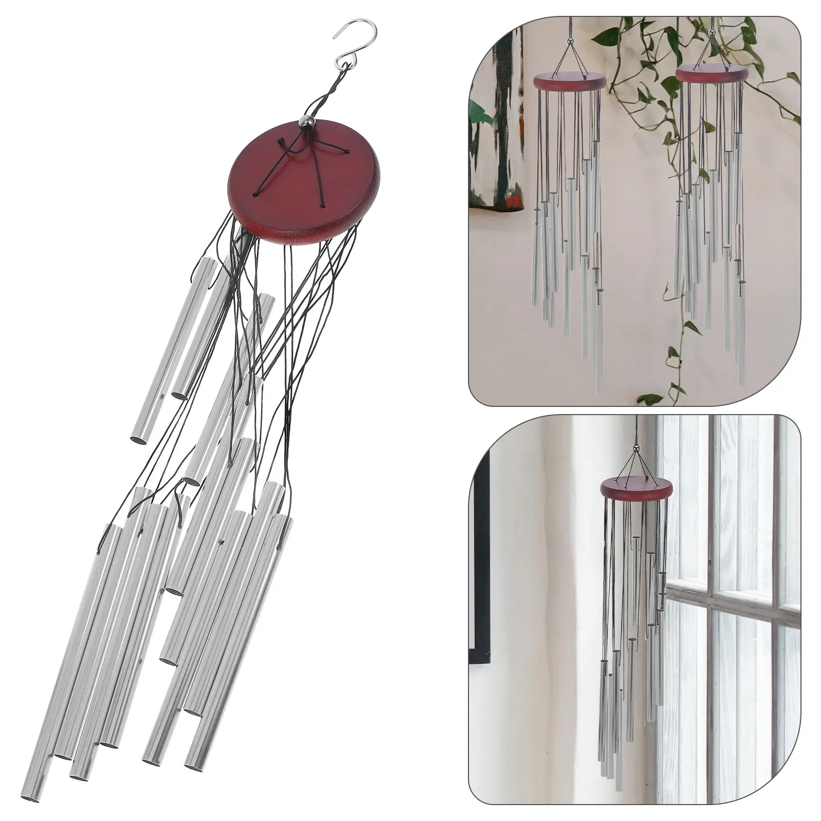 Aluminium Metal Wind Bell Garden Hanging Decor Lightweight Wood Wind Chime Outdoor Home Garden Hanging Decoration Relaxation
