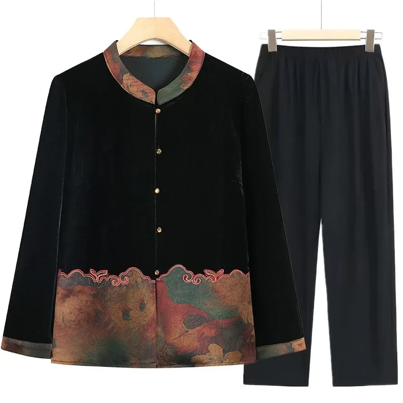 

Женский новый стиль, модные свободные прямые брюки с круглым вырезом и пуговицами, универсальный повседневный костюм