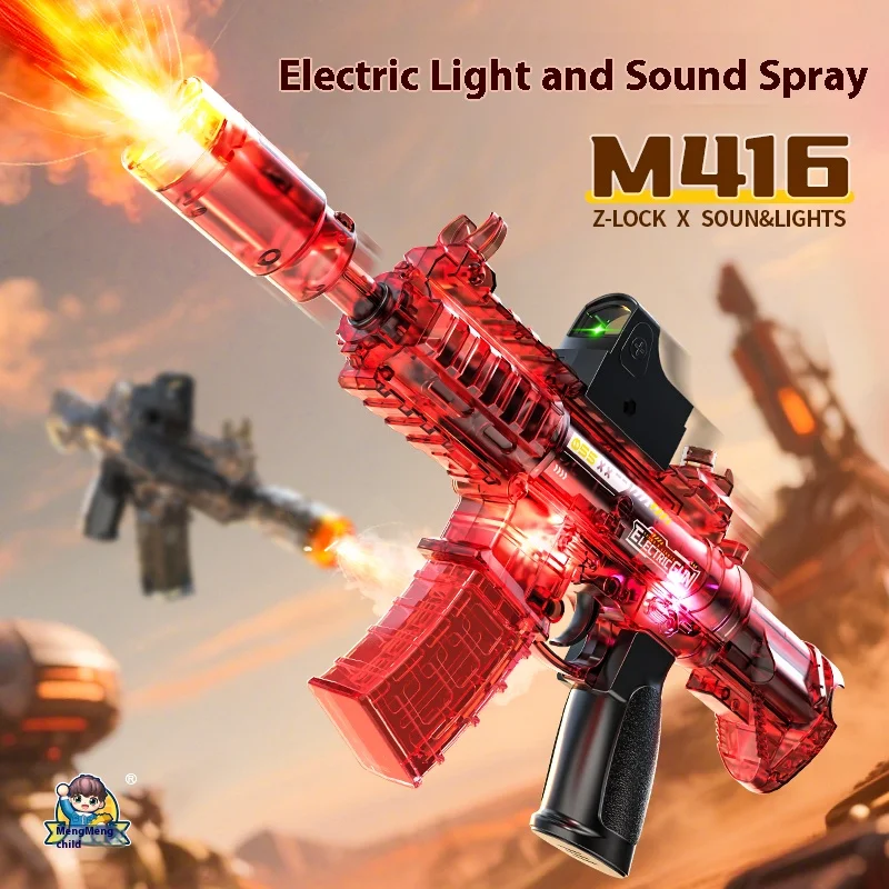 Nieuw elektrisch spuitspeelgoedpistool met geluidslicht Cool Spray Water Fighting simuleert geluidseffect Machinepistool Kinderspeelgoedcadeau