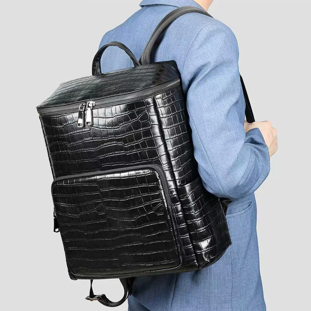 

2026 New Business Men Backpack First Layer Cowhide Men's Bag Genuine Leather Schoolbag Large Luxury Laptop Travel Backpack