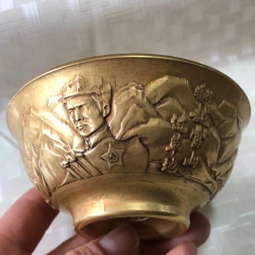 Bronze collection Over  snowy mountains over the grassland, Chairman Mao's bowl home ornaments