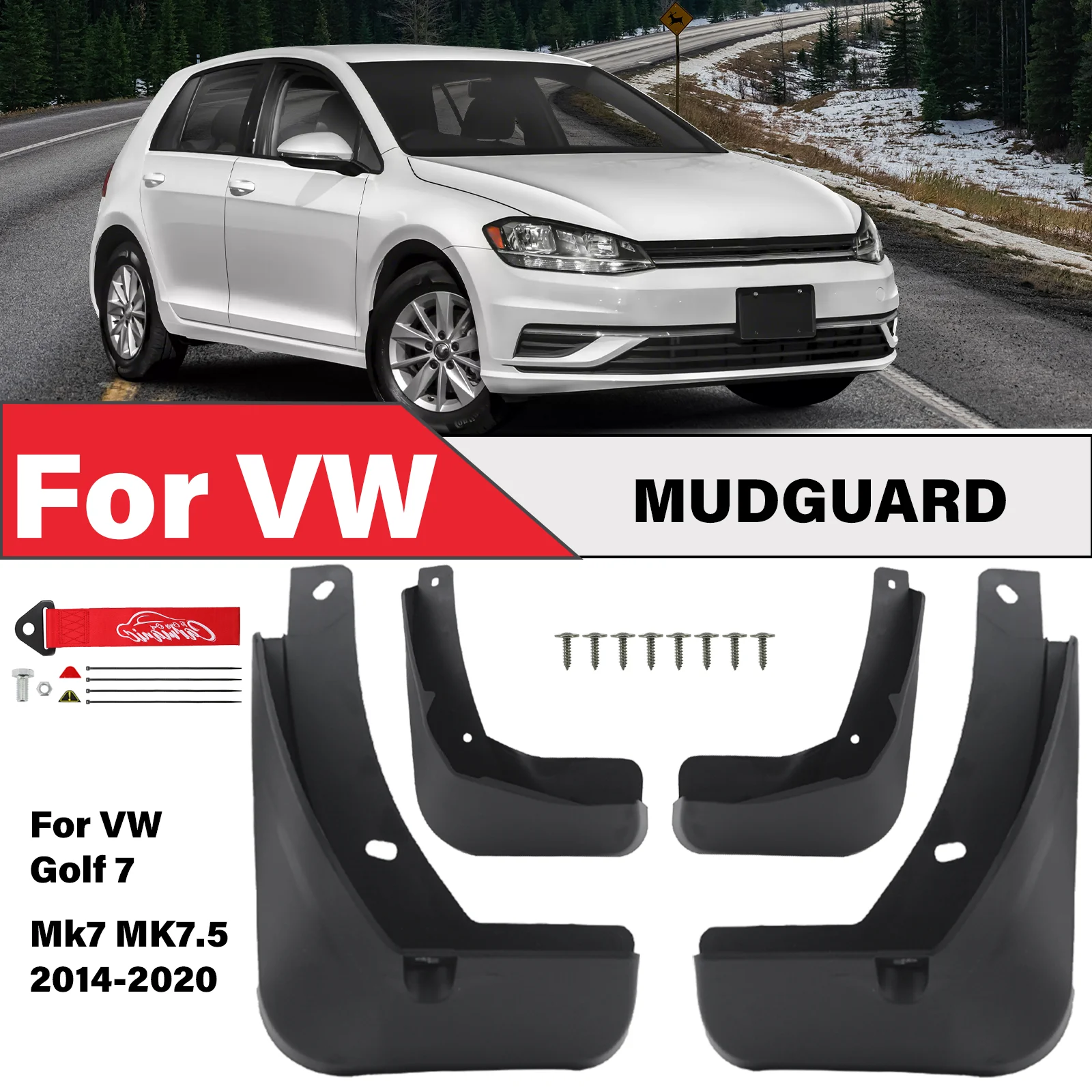 

For Volkswagen VW Golf 7 MK7 MK7.5 2014-2020 Mudguards With Tow Strap Mudflaps Fender Liner Mud Flap Splash Guards Auto Parts