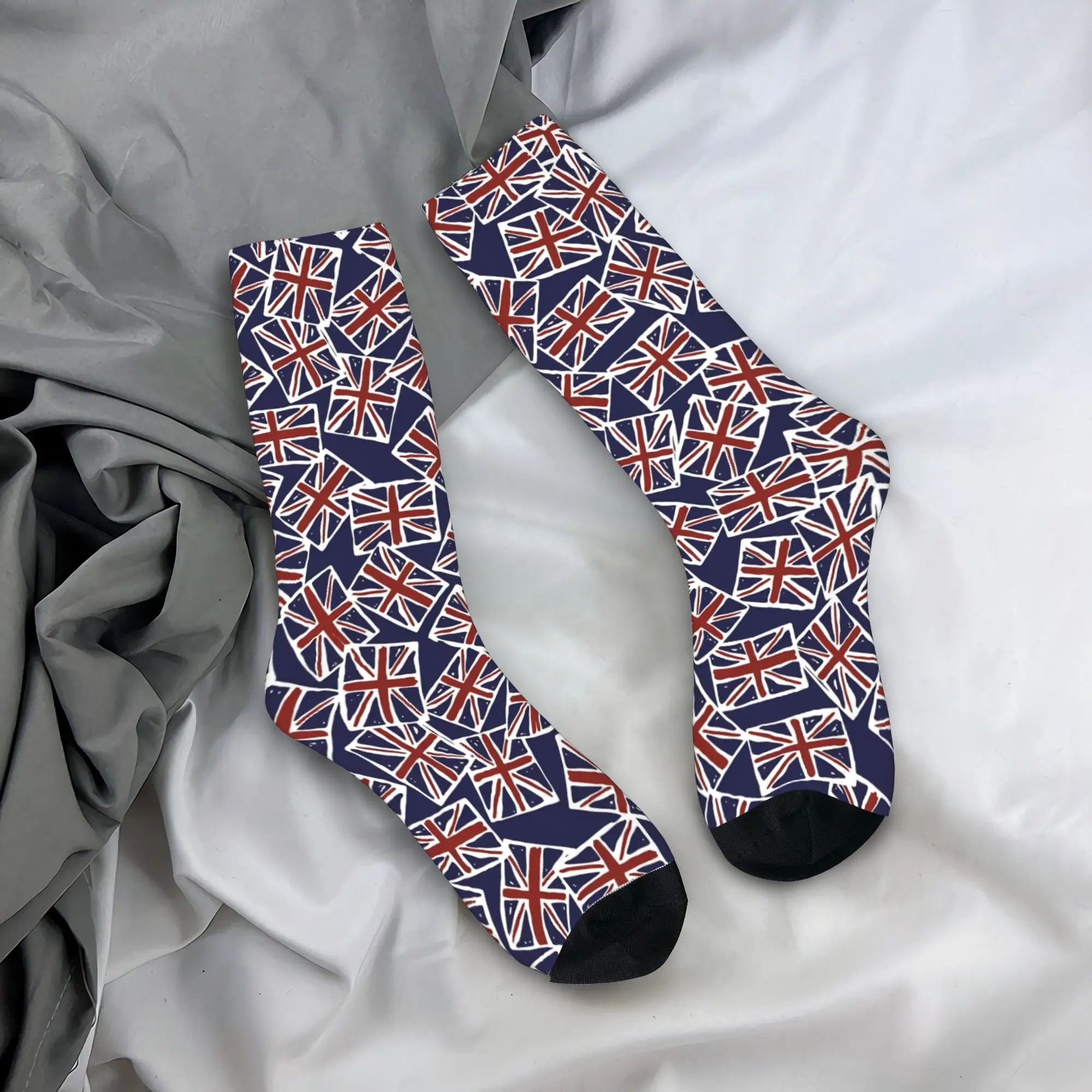 

British English Flag Socks Non Slip Stockings Couple High Quality Cycling Socks Autumn Gothic Printed Socks