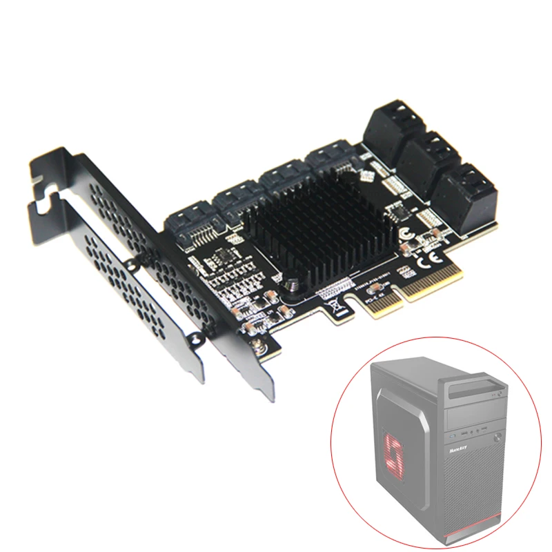 マイニング-10ポートpciesataカード,pci,express sata3,拡張カード,X4,sata 3,6,gbps,asm1166