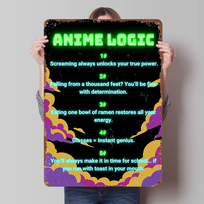 ANIME LOGIC Tin Plaque Poster Customized Wall Art Retro Vintage Metal Signs for Man Cave Coffee Bar Accessories Room Decor Men