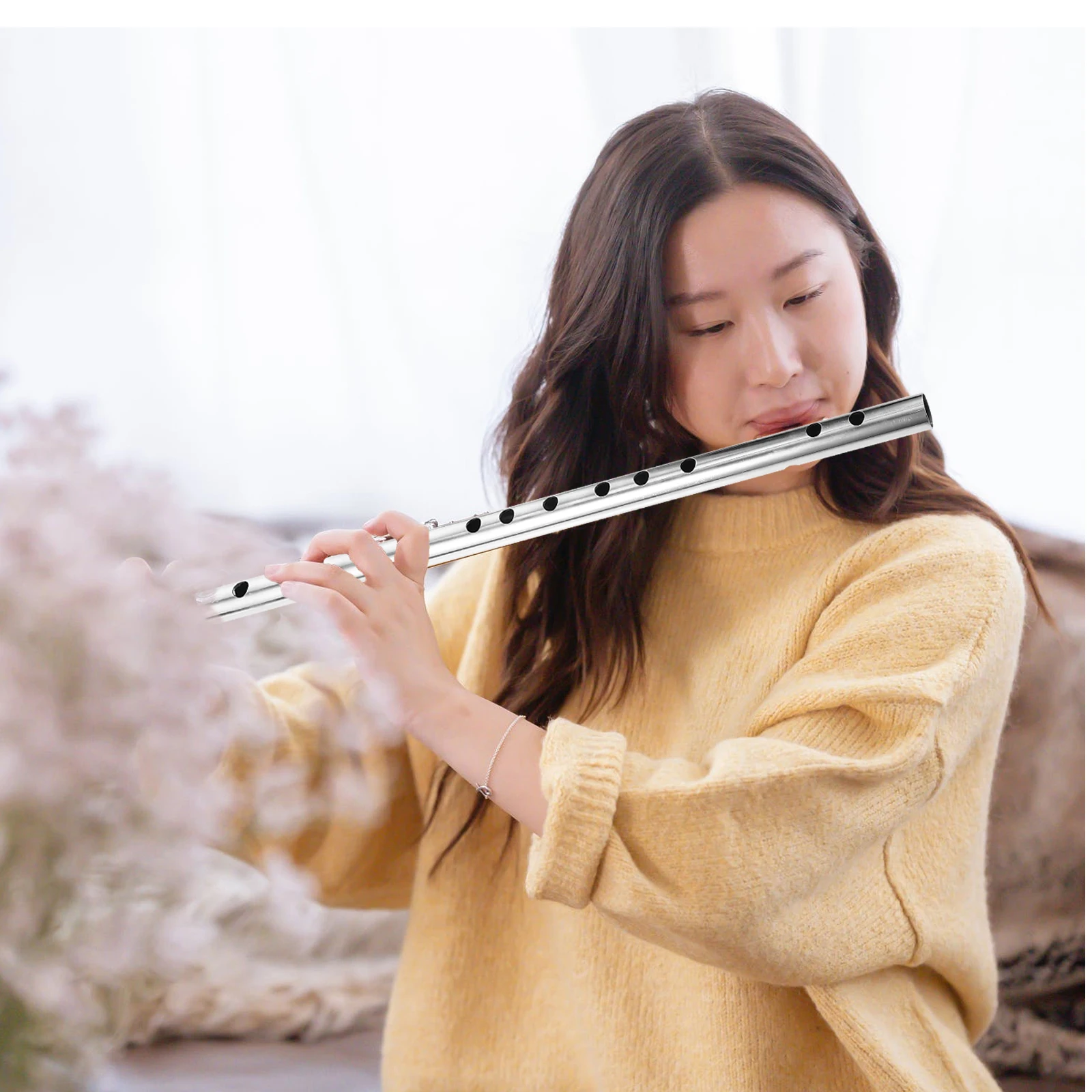 

Anti-crack Anti-mildew Stainless Steel Flute Professional Lightweight Portable Musical Instrument for Beginners Students