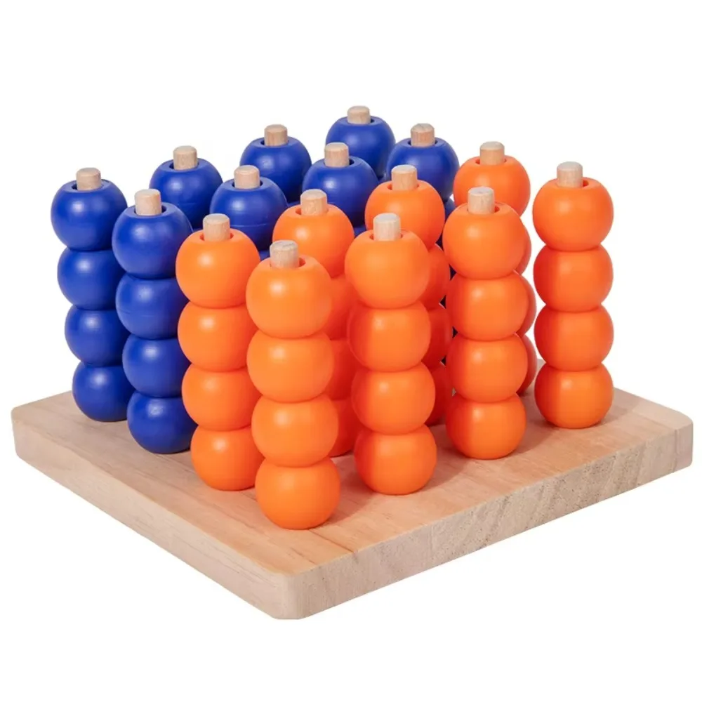 

Four In A Row 4 Beads 3D Four Connect Chess Puzzle Fun Wooden Gobang Safety Materials Educational Classic Family Board Game