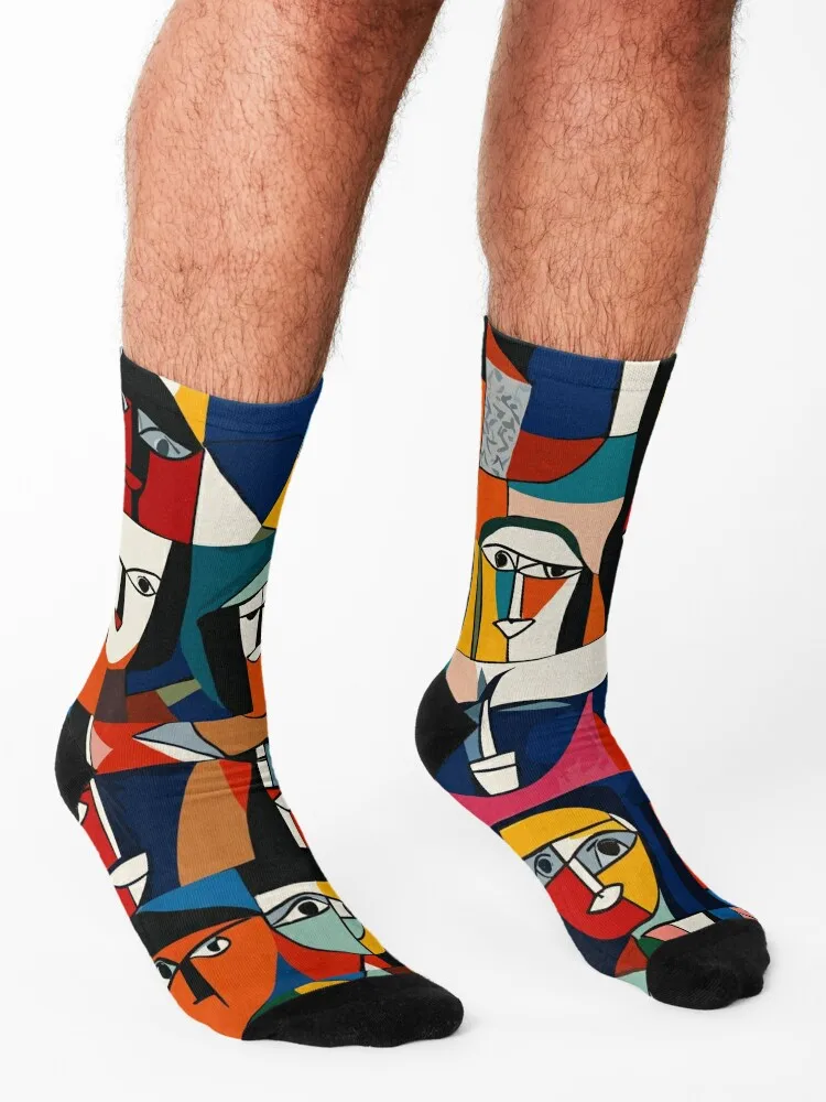 Abstract Faces Pattern Socks ankle shoes Luxury Woman Socks Men's
