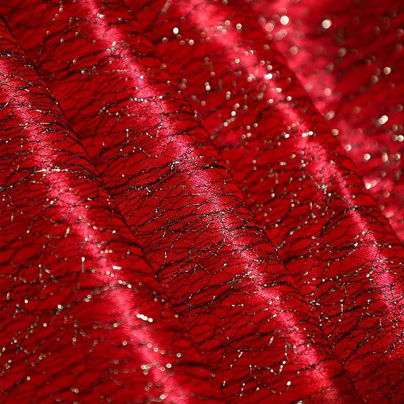 Elastic Candy Red Diamond Light Sensitive Fabric Dress Stage Fashion Background Designer Graduation Creative Fabric