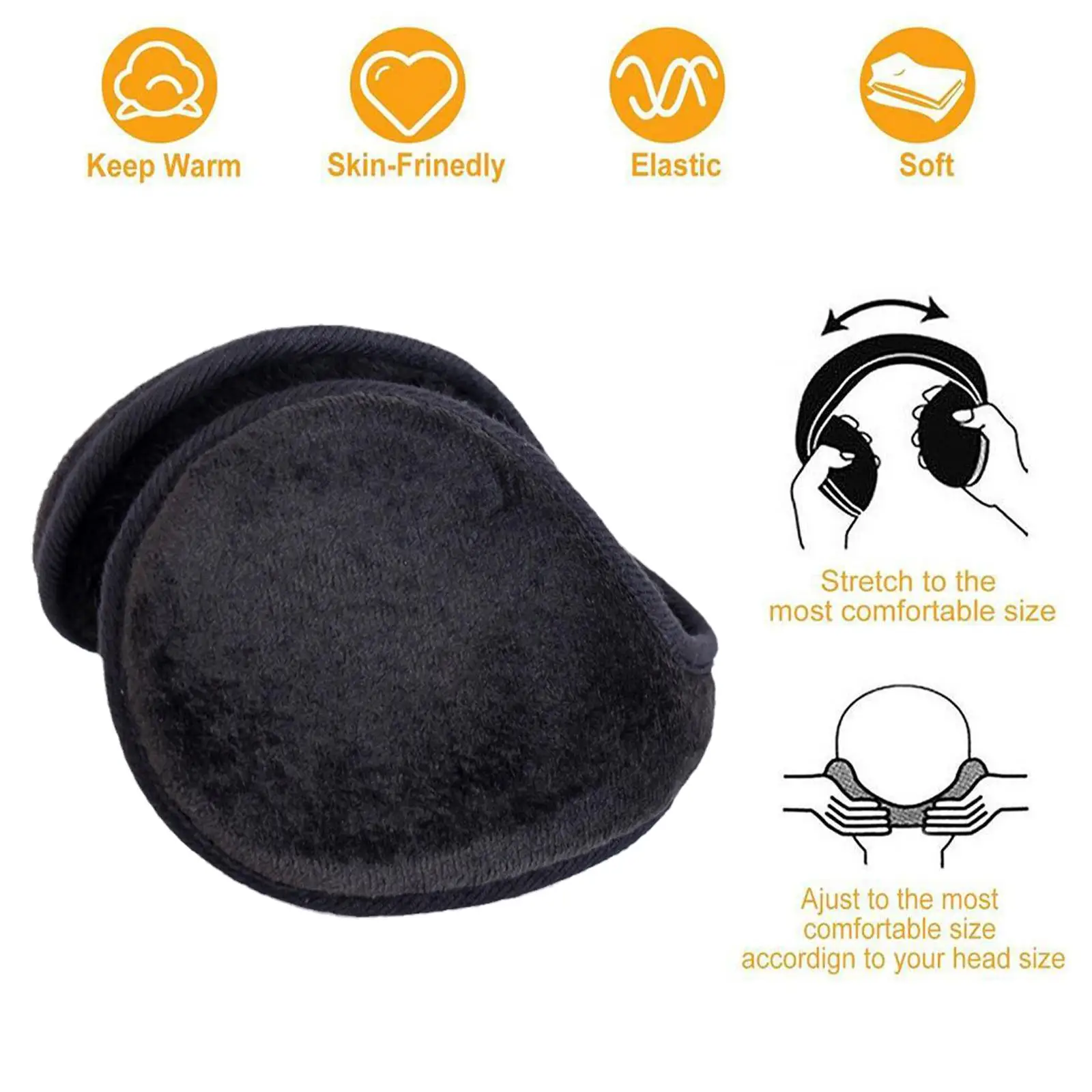 Unisex Earmuffs Winter Warm Behind Head Winter Accessories Classic Foldable Fleece Ear Warmers For Cycling Running Skiing