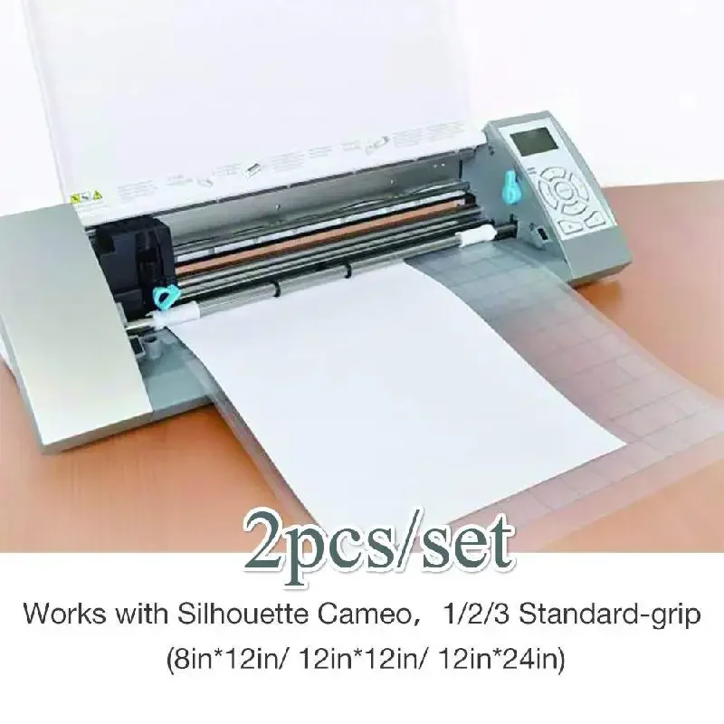 2PCS Cutting Mat Pad 12*12-Inch Transparent Adhesive Mat Pad with Measuring Grid 12*24-Inch for Silhouette Cameo Plotter Machine