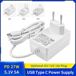 5.1V 5A Power Supply PD 27W USB Type C GaN Charger EU US UK Plug Power Adapter for Raspberry Pi 5/4B RPI 5