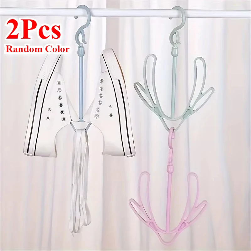 2Pcs Shoes Dryer Rack Hanging Basket Outside Hooks Adjustable Rotary Holder Outdoor Rotatable Windproof Base Hanger Dryer Rack