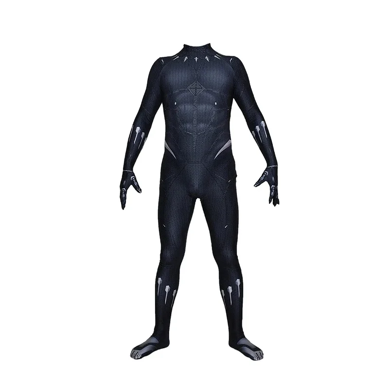 Halloween Black Panther Cosplay Costume 3D Print Adults  Newest Superhero Zentai Suit Bodysuit Men Party Jumpsuit#1#W.