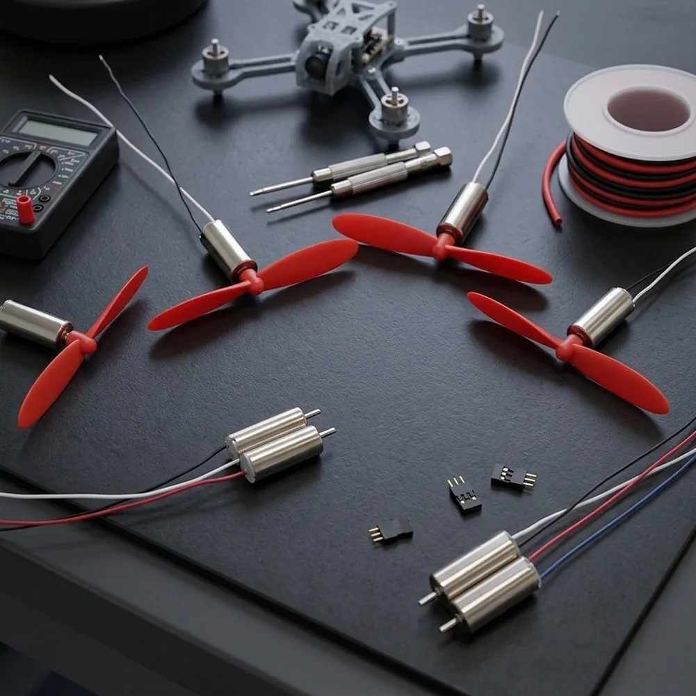 4PCS 7mm x 16mm Hollow Cup Motor Kit for Helicopter Projects with 46mm Propeller Pairing and Extended Runtime Features