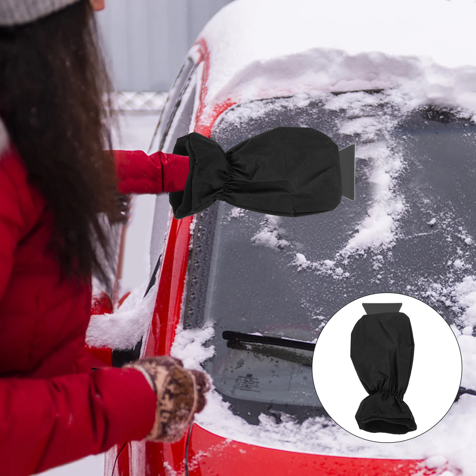 

Snow Scraper Mitten for Car Windshield Thick Snow Removal Without Scratching Glass Easy Storage in Glove Box Ice Remover Tool
